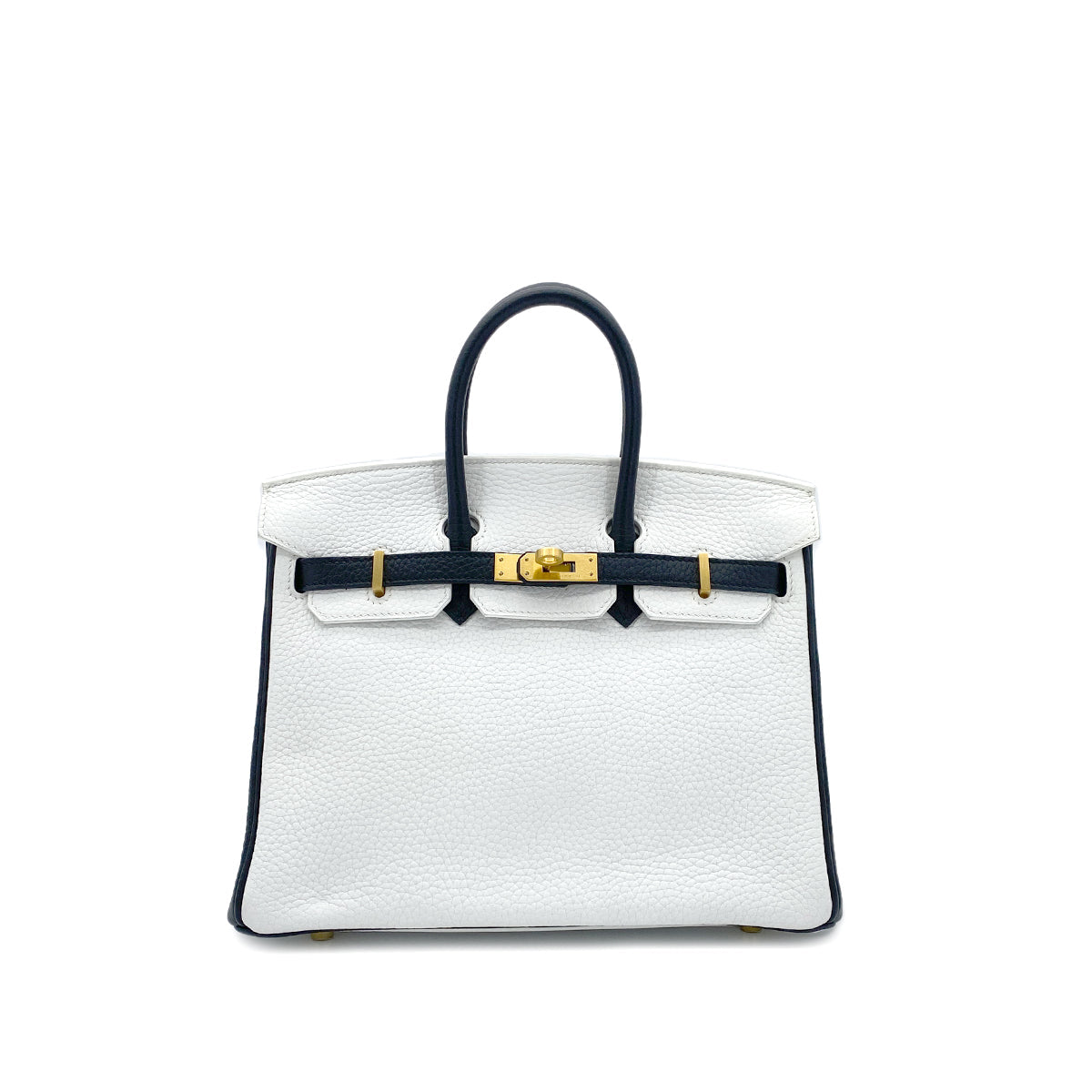 HERMES BIRKIN 25 WHITE BLACK TOGO HAND BAG Y GHW SPO 90305906