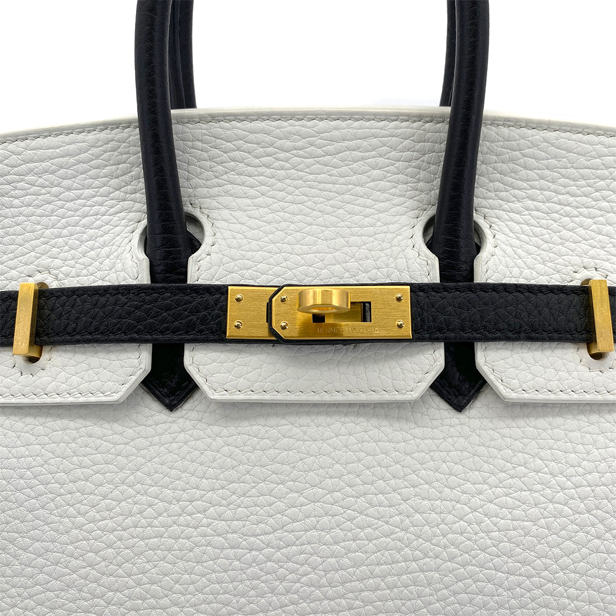 HERMES BIRKIN 25 WHITE BLACK TOGO HAND BAG Y GHW SPO 90305906