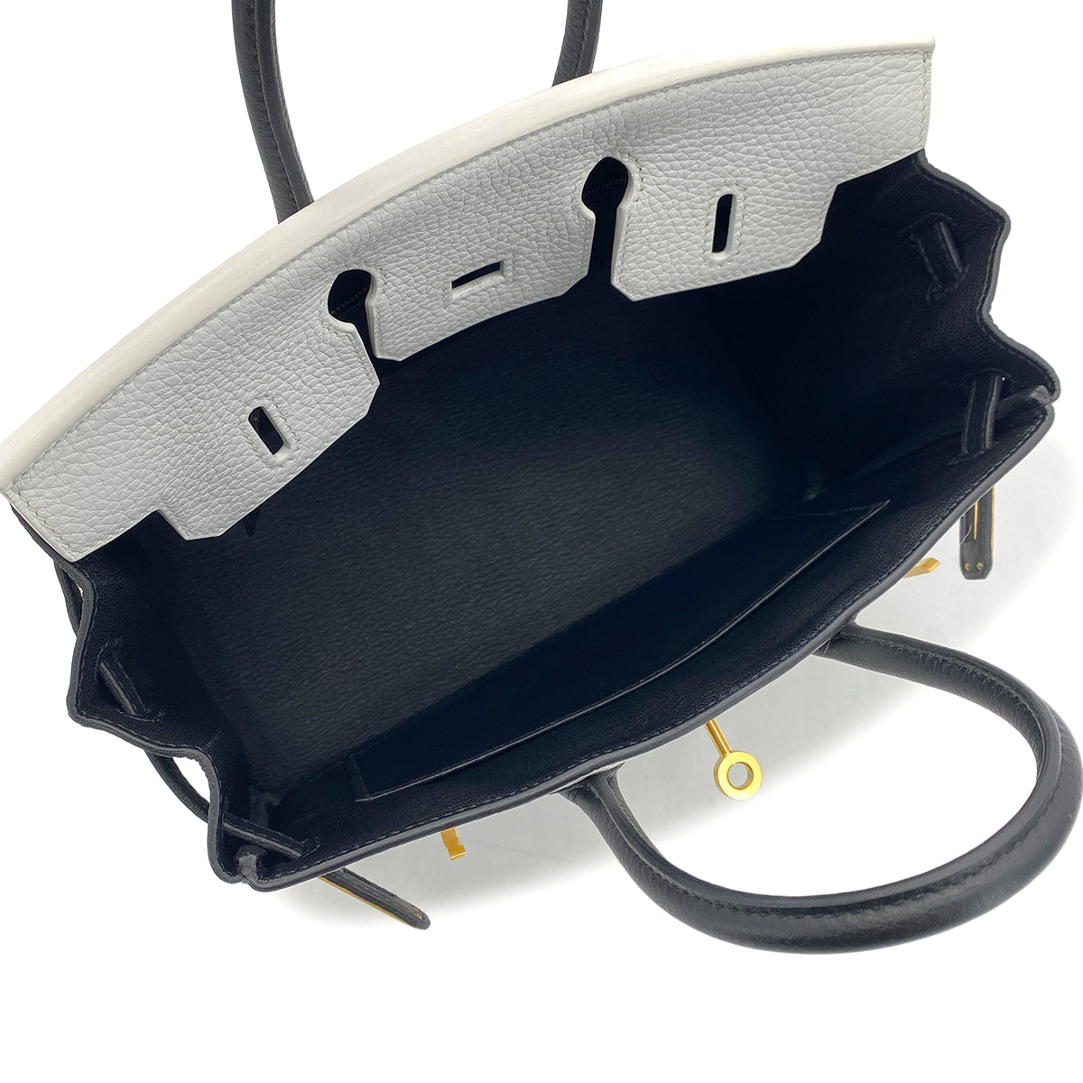 HERMES BIRKIN 25 WHITE BLACK TOGO HAND BAG Y GHW SPO 90305906