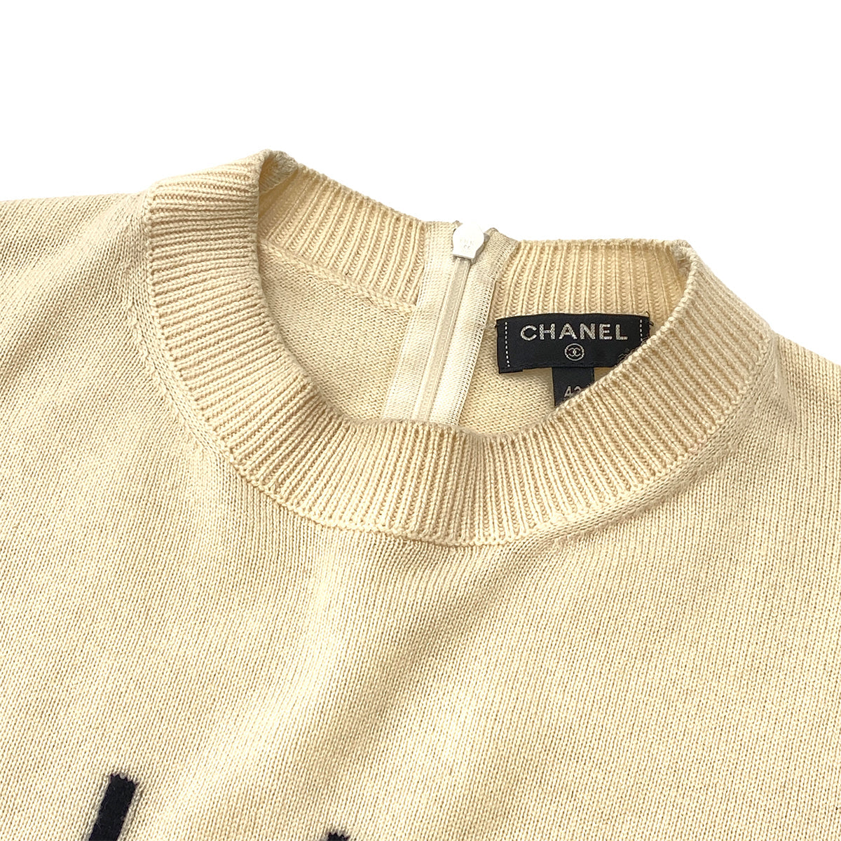 CHANEL LA PAUSA COCOMARK KNIT TOPS BEIGE CASHMERE 42 P60 RTW 90305915 - PURPOSE