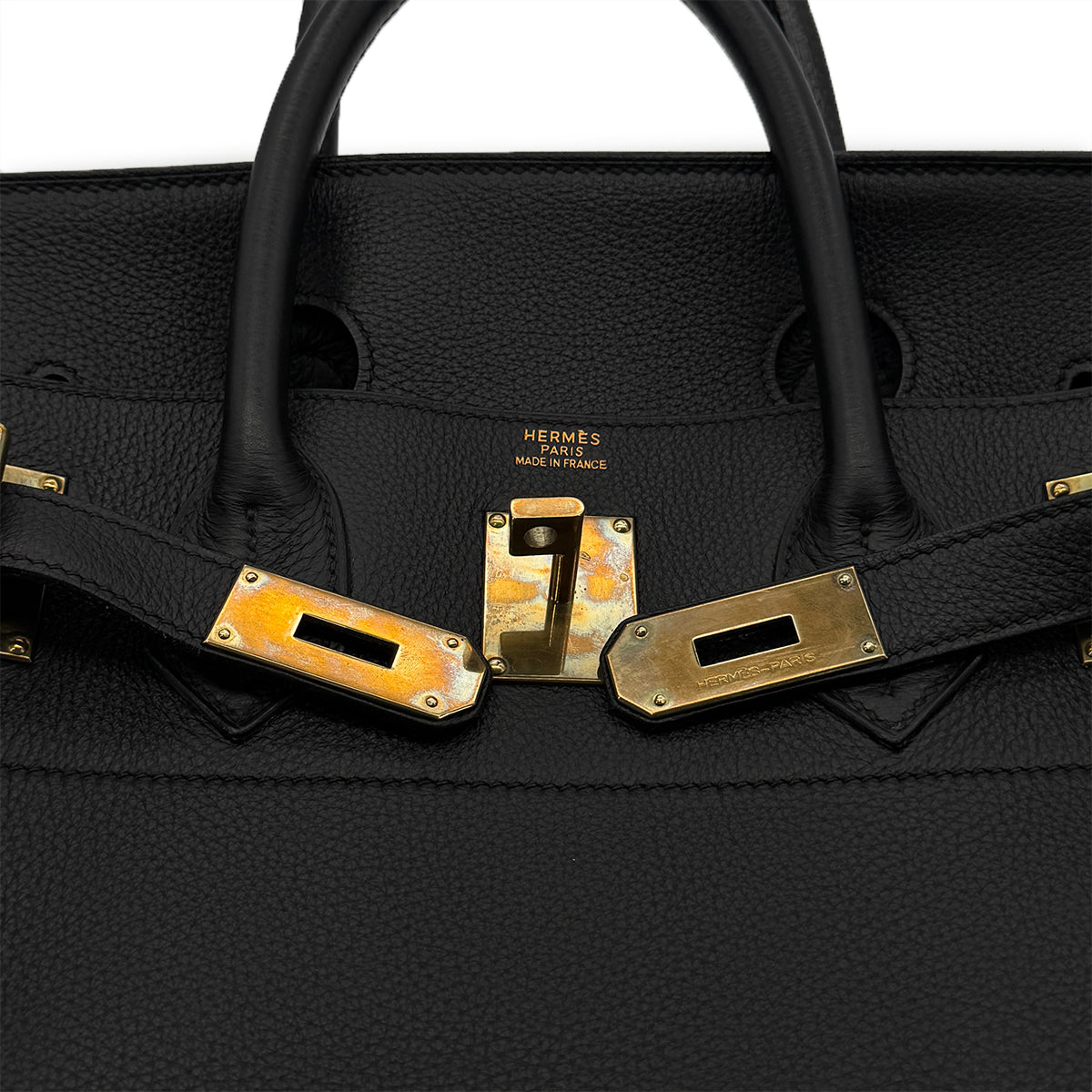 HERMES HAUT A COURROIES 40 BLACK TOGO HAND BAG □F GHW 90306275