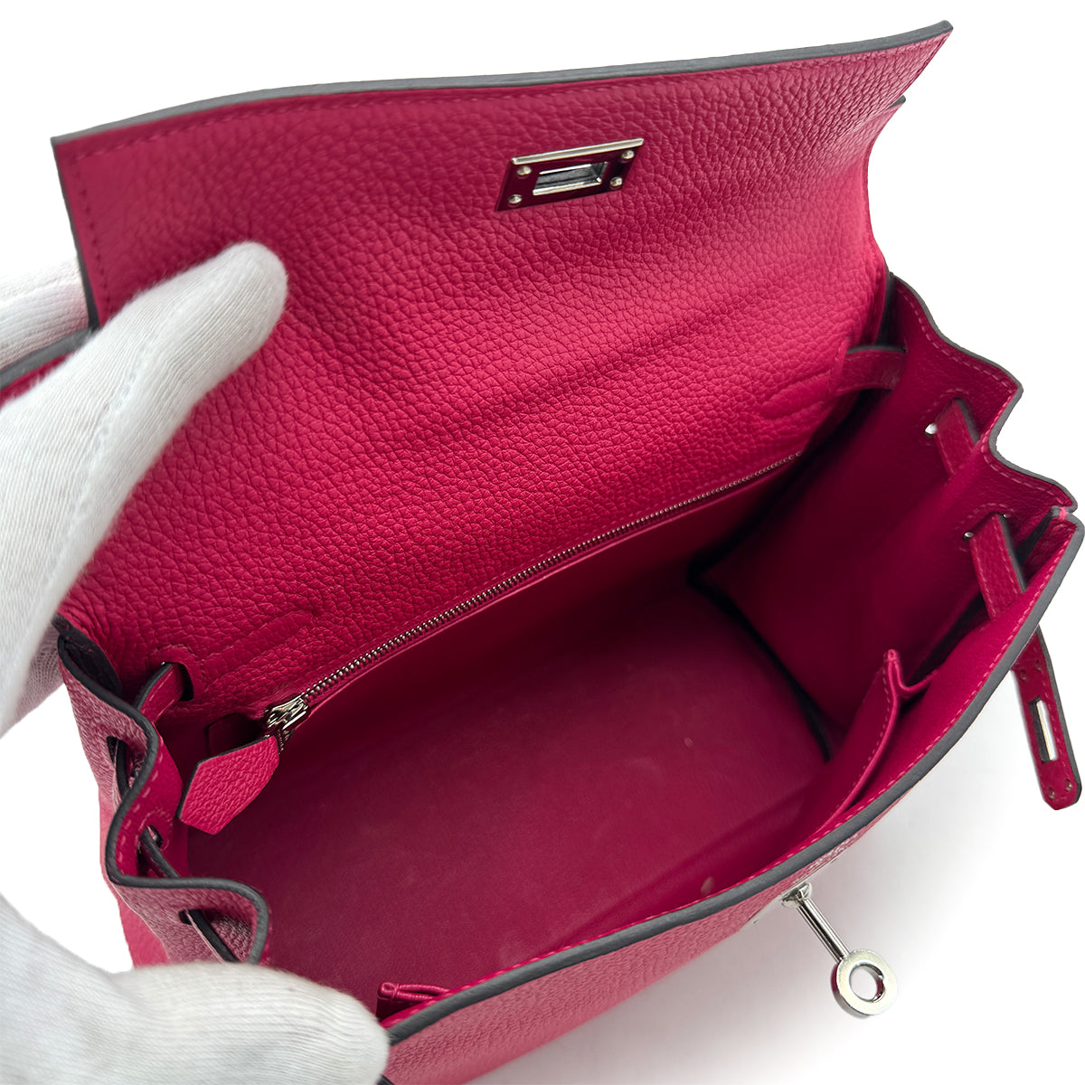 HERMES KELLY 25 RETOURNE FRANBOISE TOGO HAND SHOULDER BAG B PHW 90306281