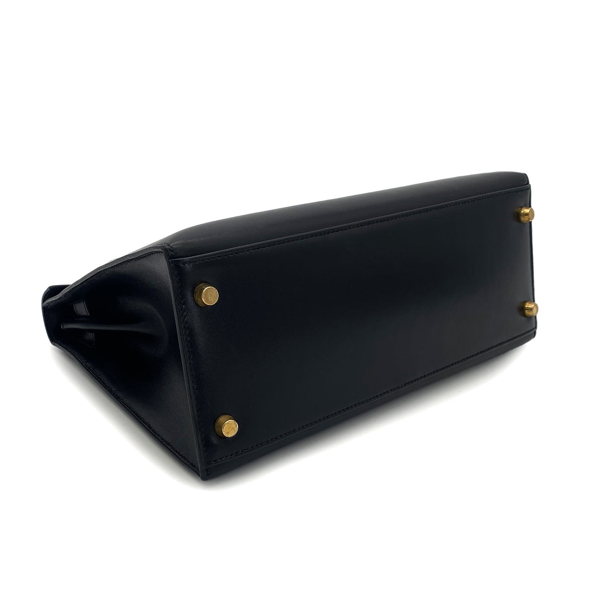 HERMES KELLY 28 SELLIER BLACK BOXCALF HAND SHOULDER BAG □A GHW 90306340