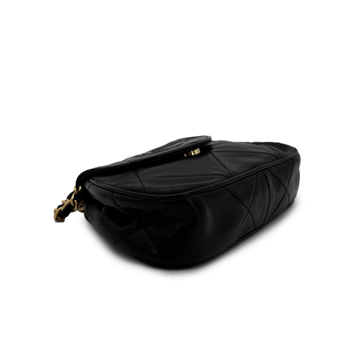 CHANEL VINTAGE COCOMARK MATELASSE CHAIN SHOULDER BAG BLACK LAMB SKIN 90306513