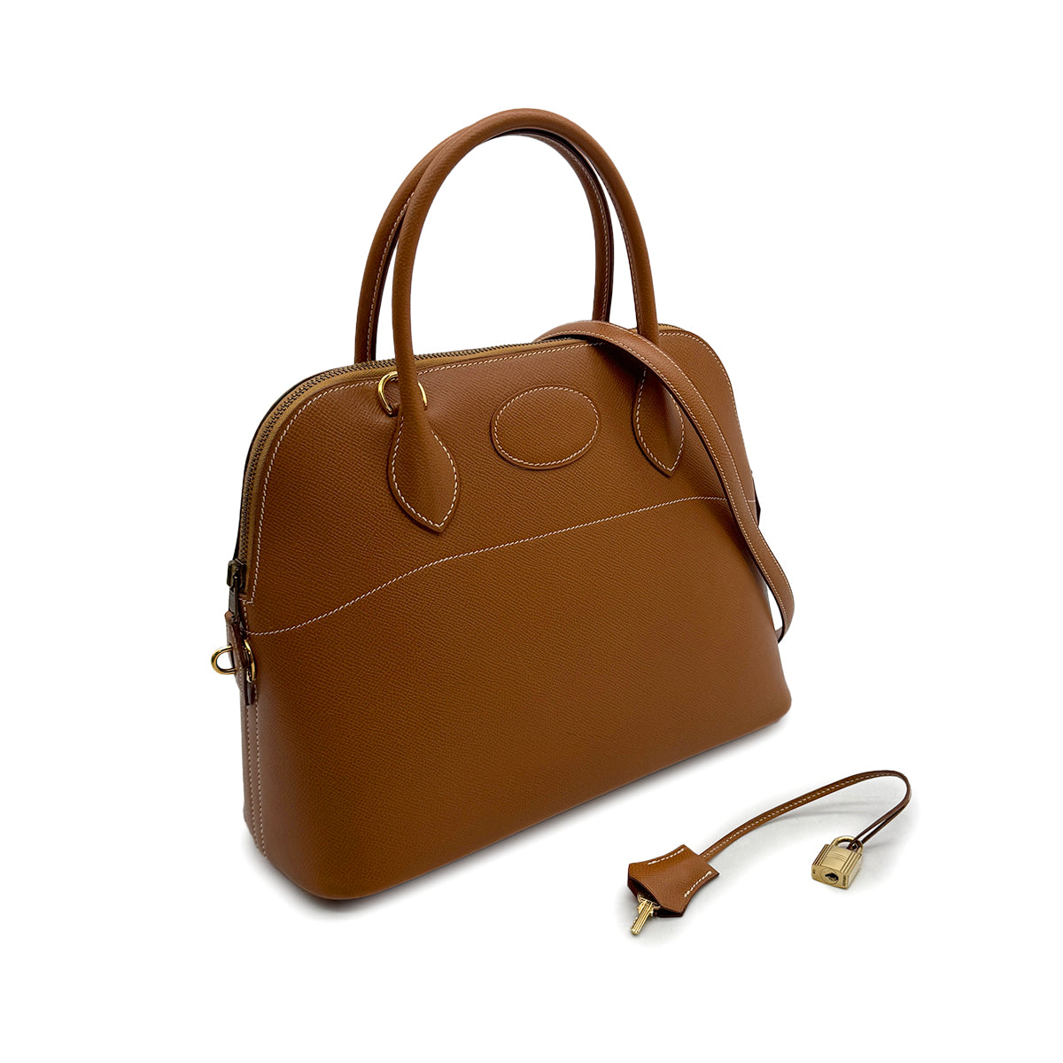 HERMES BOLIDE 31 GOLD COUCHEVEL HAND SHOULDER BAG 〇Z GHW 90307016