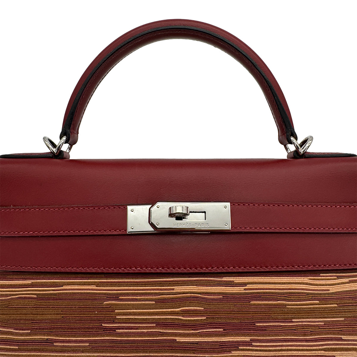 HERMES KELLY 32 RETOURNE ROUGE H BOXCALF VIBRATO HAND SHOULDER BAG □E PHW 90307019