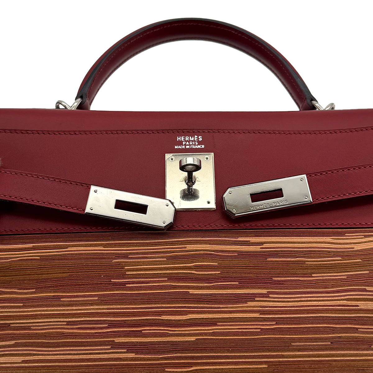 HERMES KELLY 32 RETOURNE ROUGE H BOXCALF VIBRATO HAND SHOULDER BAG □E PHW 90307019