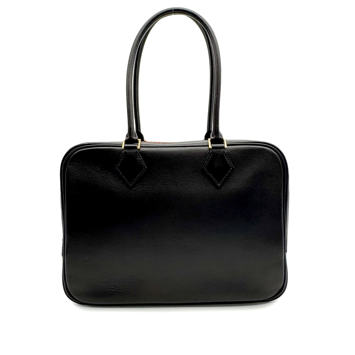 HERMES PLUME 28 VERSO BLACK ORANGE POPPY EVERCOLOR HAND BAG X GHW 90307020