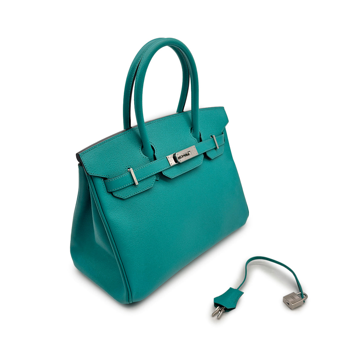 HERMES BIRKIN 30 BLUE PAON VEAU EPSOM HAND BAG X PHW 90307207