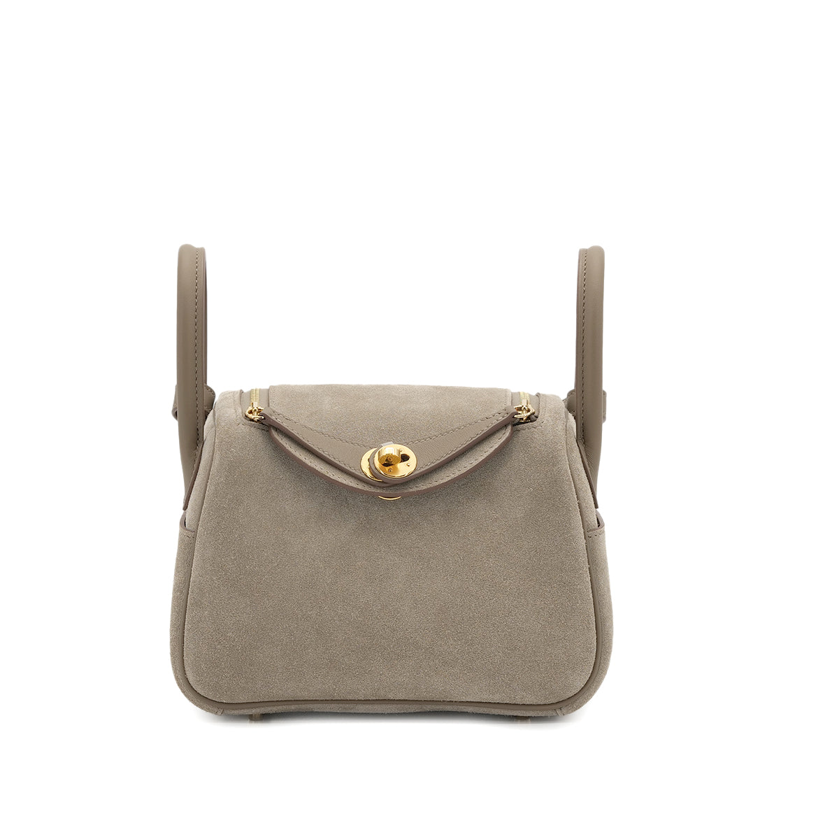 HERMES LINDY MINI 20 ETOUPE GRIS CAILLOU VEAU SWIFT GRIZZLY SHOULDER BAG W GHW 90307211