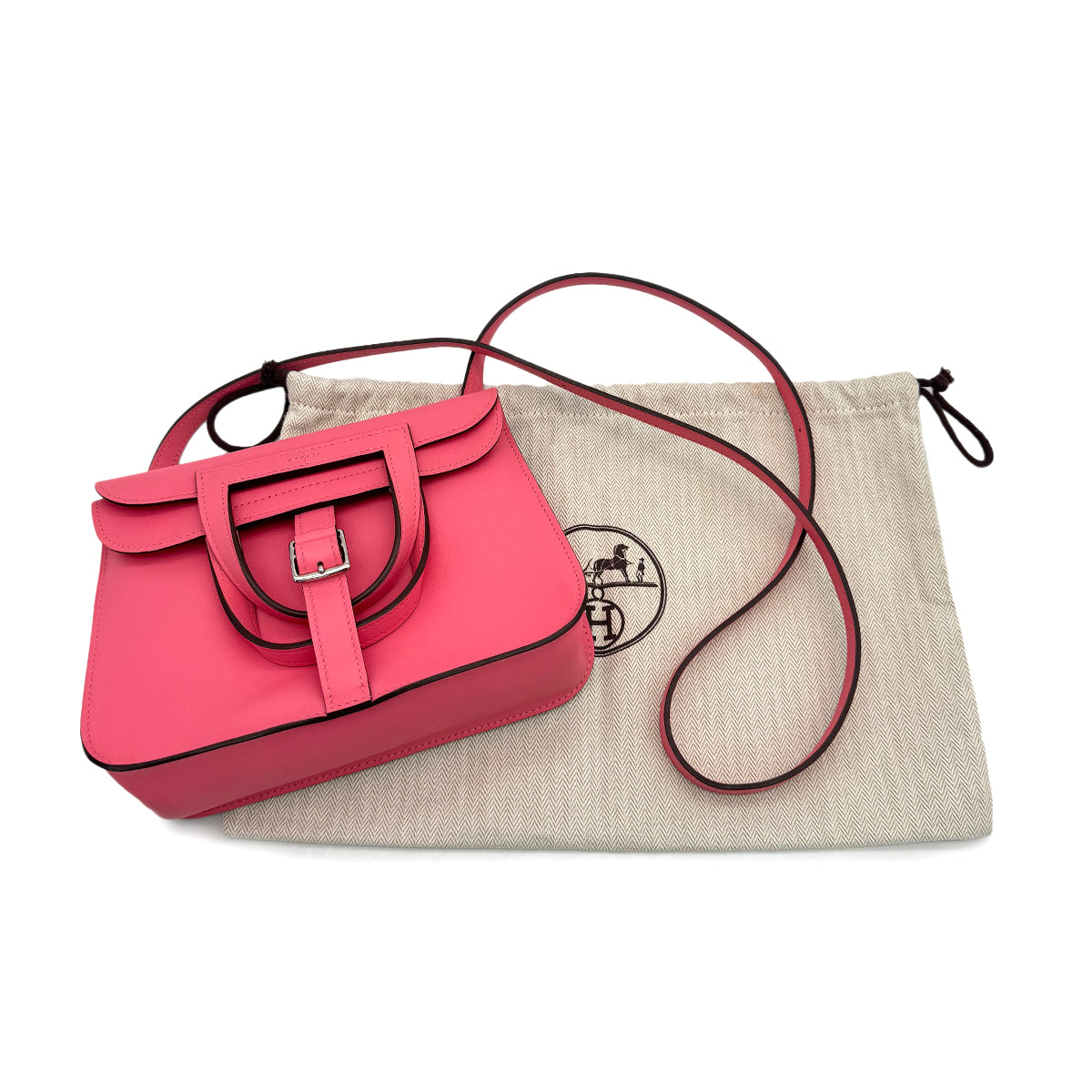 HERMES HALZAN MINI ROSE AZALEE VEAU SWIFT 5WAY HAND SHOULDER BAG A PHW 90307212