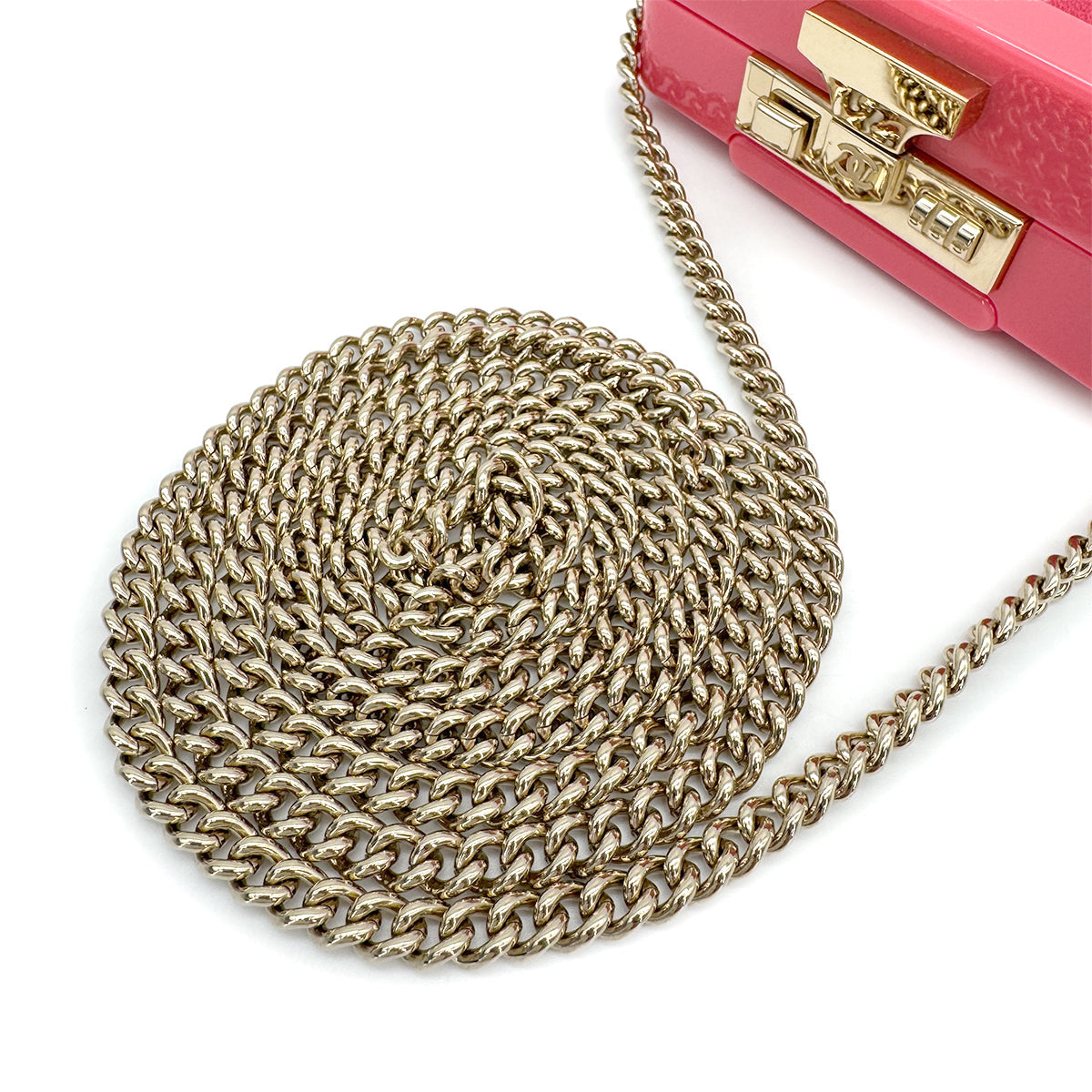 CHANEL EVENING IN THE AIR SUITCASE CHAIN SHOULDER BAG PINK PLASTIC LEATHER 90307214