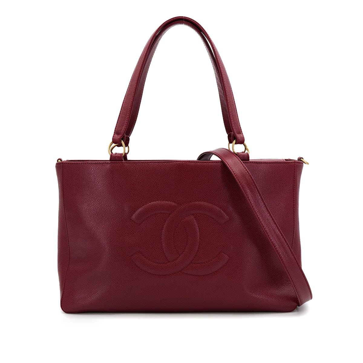 CHANEL VINTAGE COCOMARK TOTE SHOULDER BAG RED CAVIAR SKIN 90307804