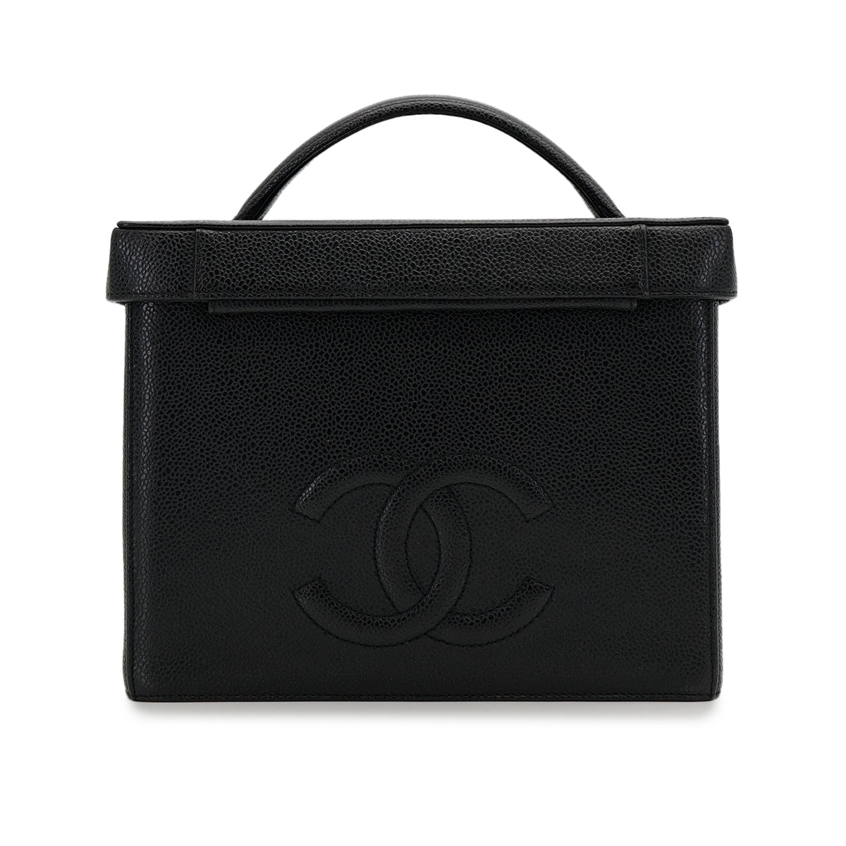 CHANEL VINTAGE TURN LOCK 2WAY VANITY HAND SHOULDER BAG BLACK CAVIAR SKIN 90308246 - PURPOSE