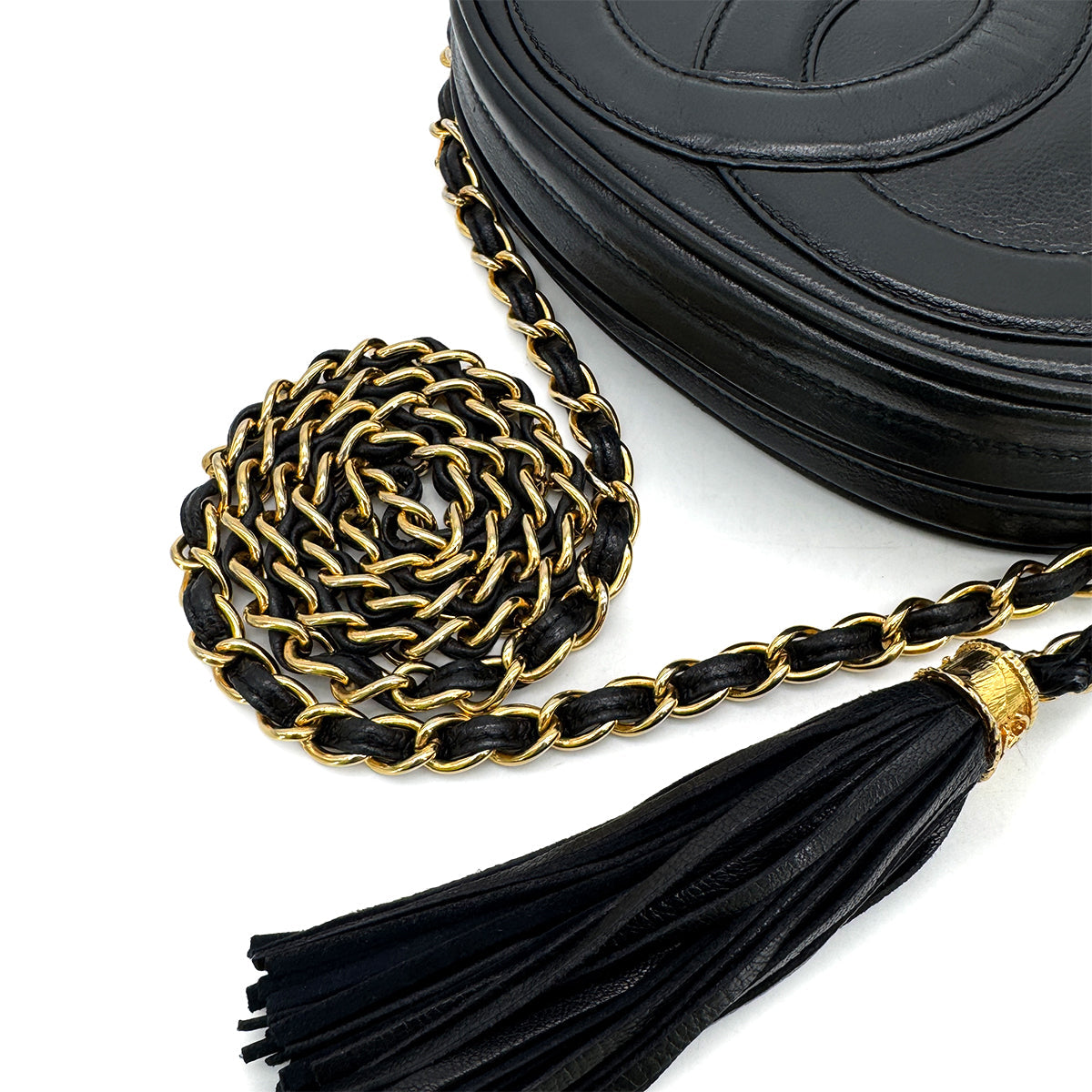 CHANEL VINTAGE COCOMARK CHAIN SHOULDER BAG FRINGE BLACK LAMB SKIN 90308269 - PURPOSE