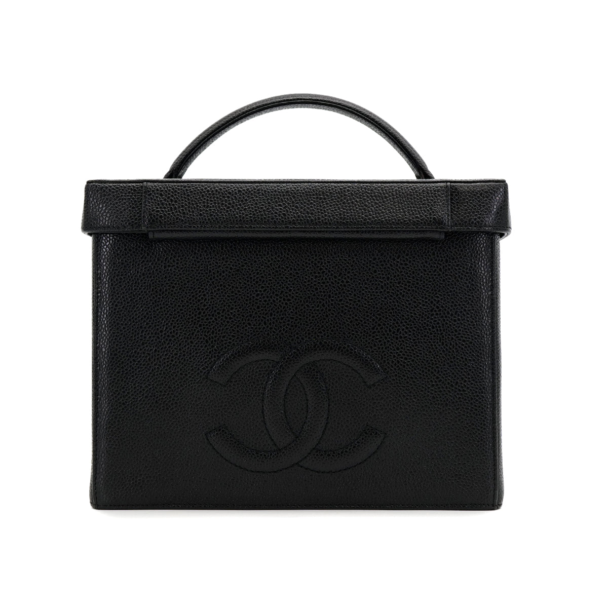 CHANEL VINTAGE VANITY COCOMARK HAND SHOULDER BAG BLACK CAVIAR SKIN 90308353