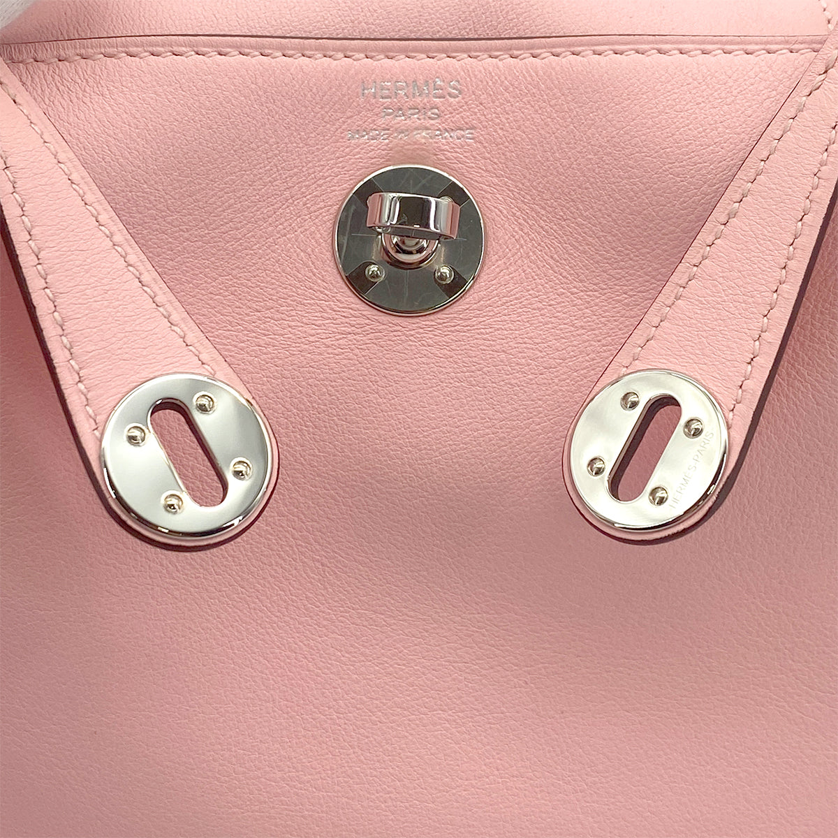 HERMES LINDY MINI ROSE SAKURA VEAU SWIFT SHOULDER BAG Z PALLADIUM HARDWARE 90308976
