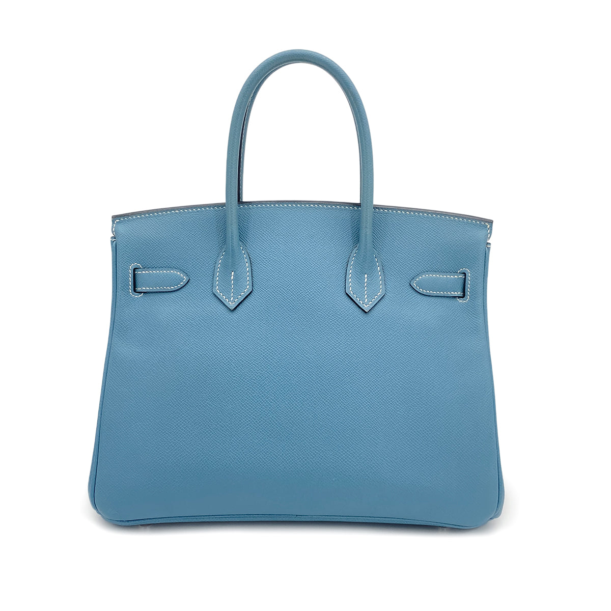 HERMES BIRKIN 30 BLUE JEAN EPSOM HAND BAG □L PALLADIUM HARDWARE 90308977