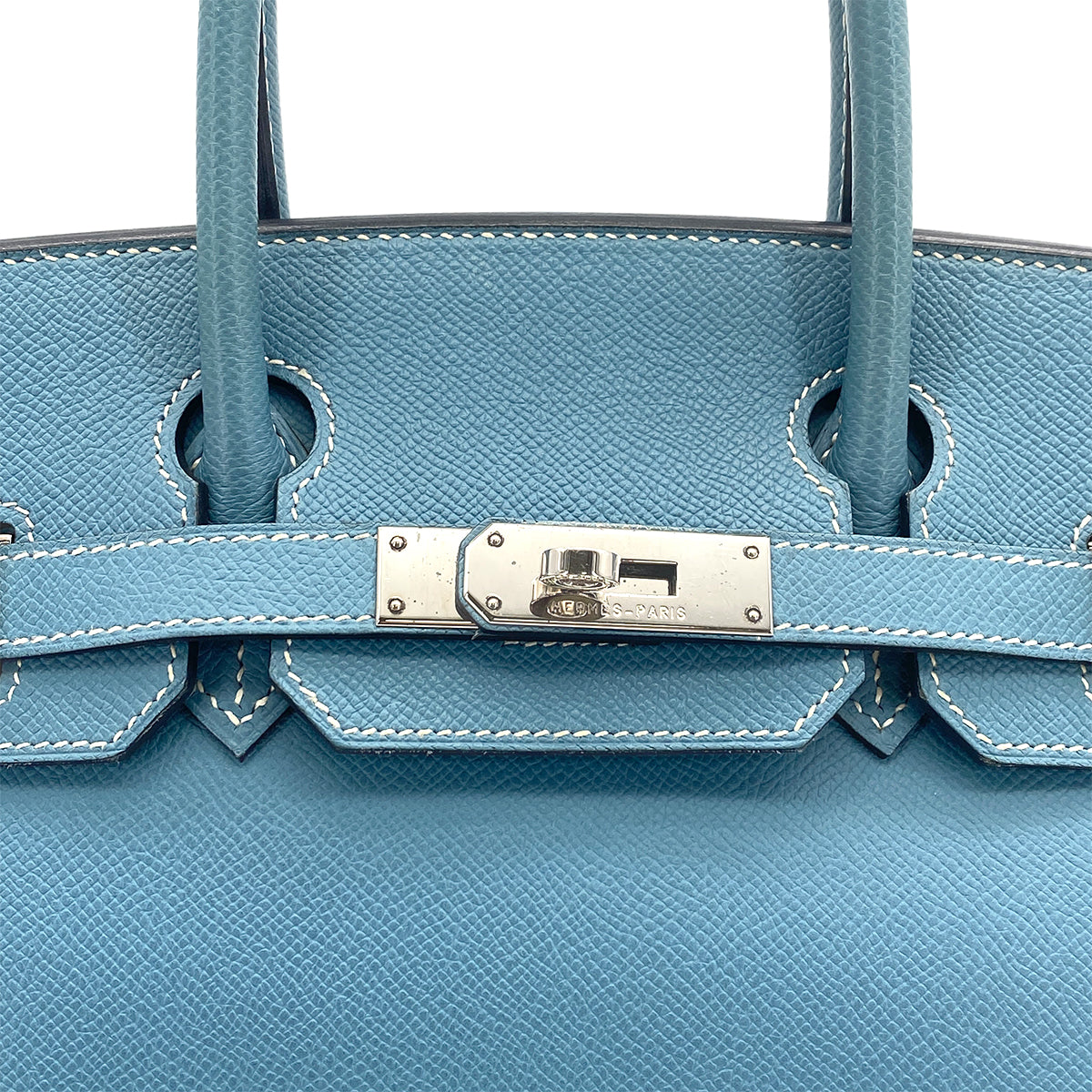 HERMES BIRKIN 30 BLUE JEAN EPSOM HAND BAG □L PALLADIUM HARDWARE 90308977