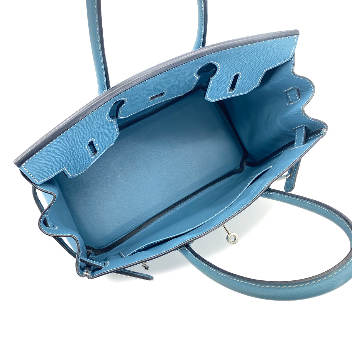 HERMES BIRKIN 30 BLUE JEAN EPSOM HAND BAG □L PALLADIUM HARDWARE 90308977