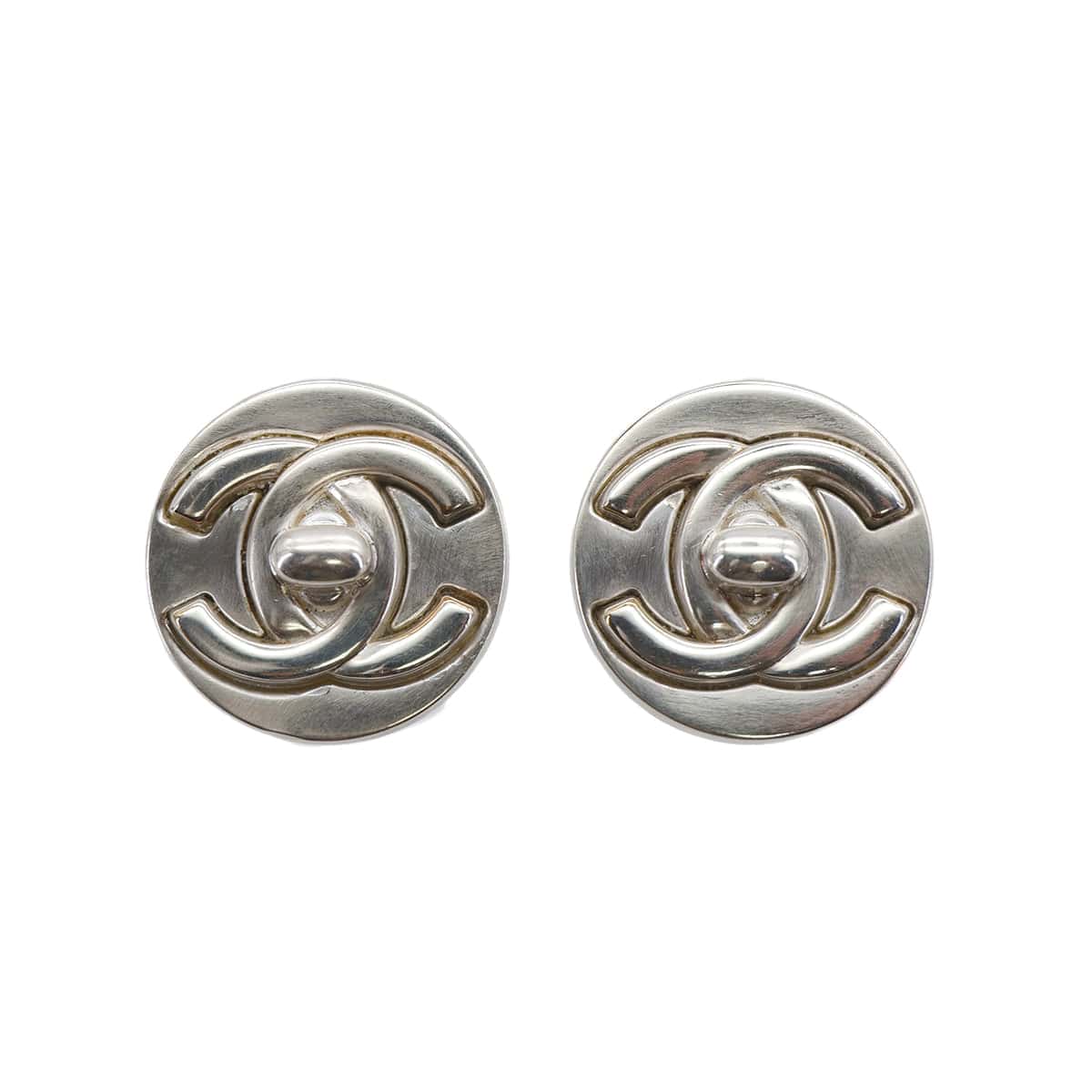 CHANEL VINTAGE EARRINGS COCOMARK ROUND SILVER ACCESSORY 97A 90309771 - PURPOSE