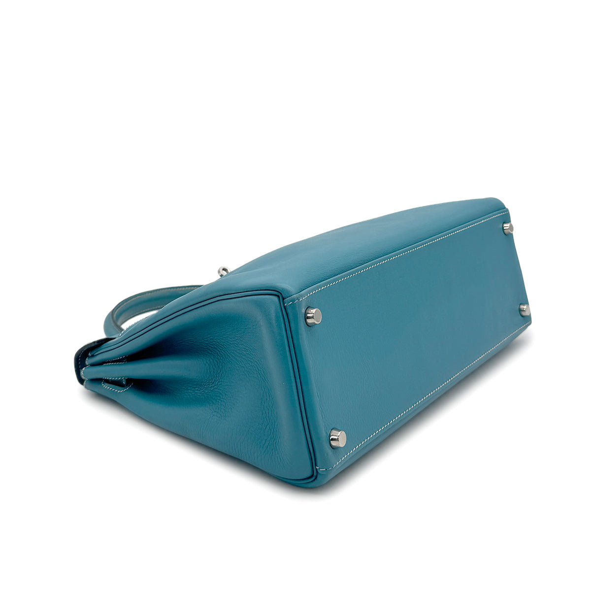 HERMES KELLY 32 RETOURNE BLUE JEAN EVERCOLOR HAND SHOULDER BAG 2005 SQUARE I PALLADIUM HARDWARE 90310272 - PURPOSE