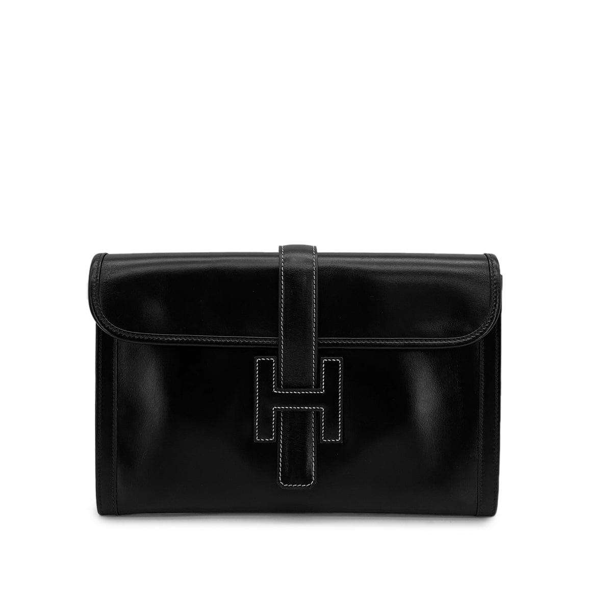 Luxury Promise Japan HERMES JIGE PM BLACK BOXCALF CLUTCH BAG 〇R 90310275