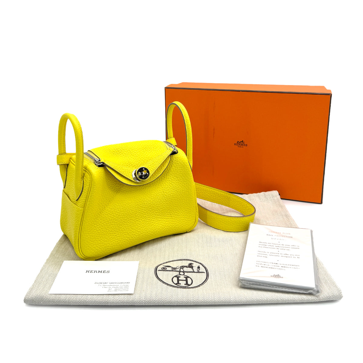 HERMES LINDY MINI LIME TAURILLON CLEMENCE SHOULDER BAG U PALLADIUM HARDWARE 90310310 - PURPOSE