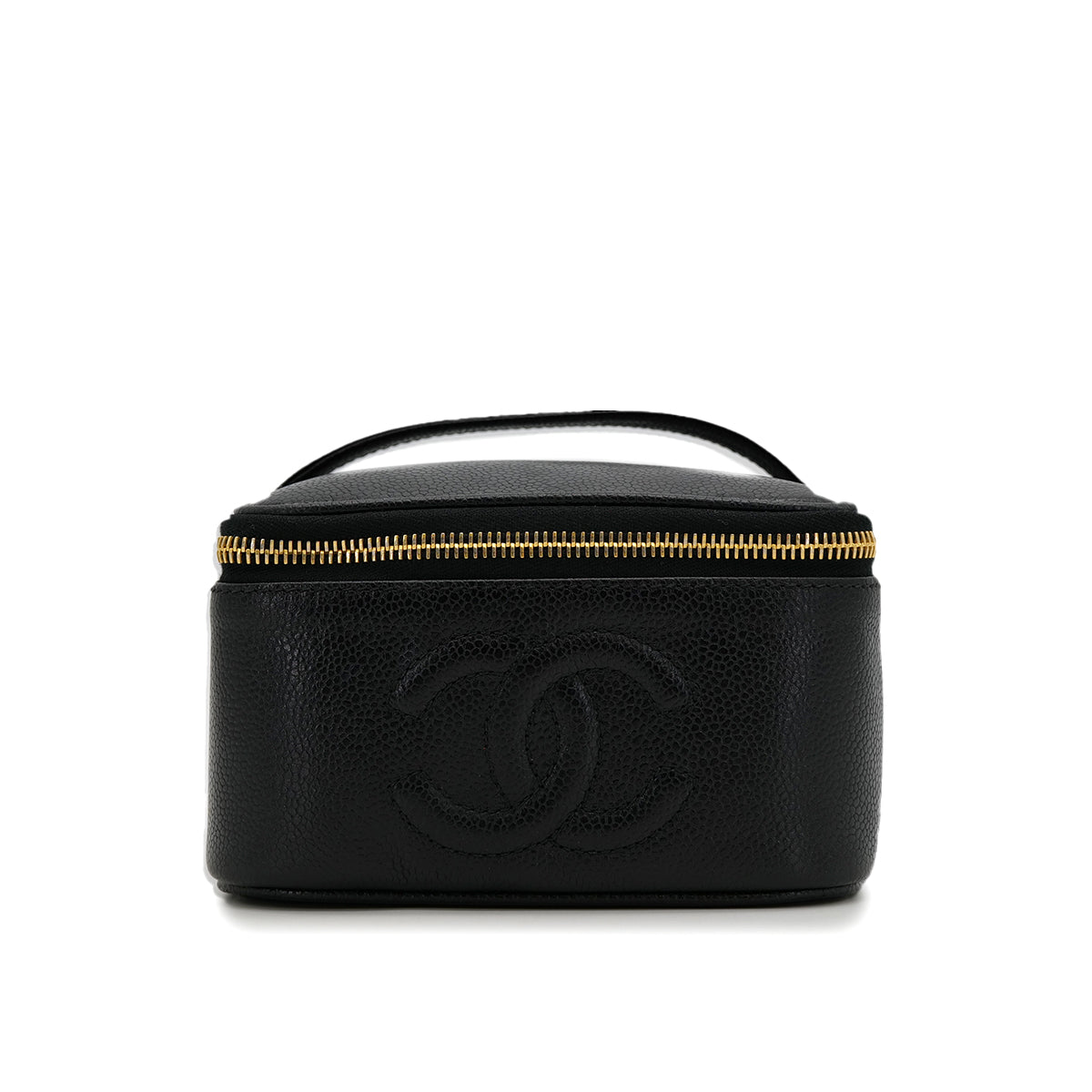 CHANEL VINTAGE VANITY HAND BAG BLACK CAVIAR SKIN 90310327 - PURPOSE