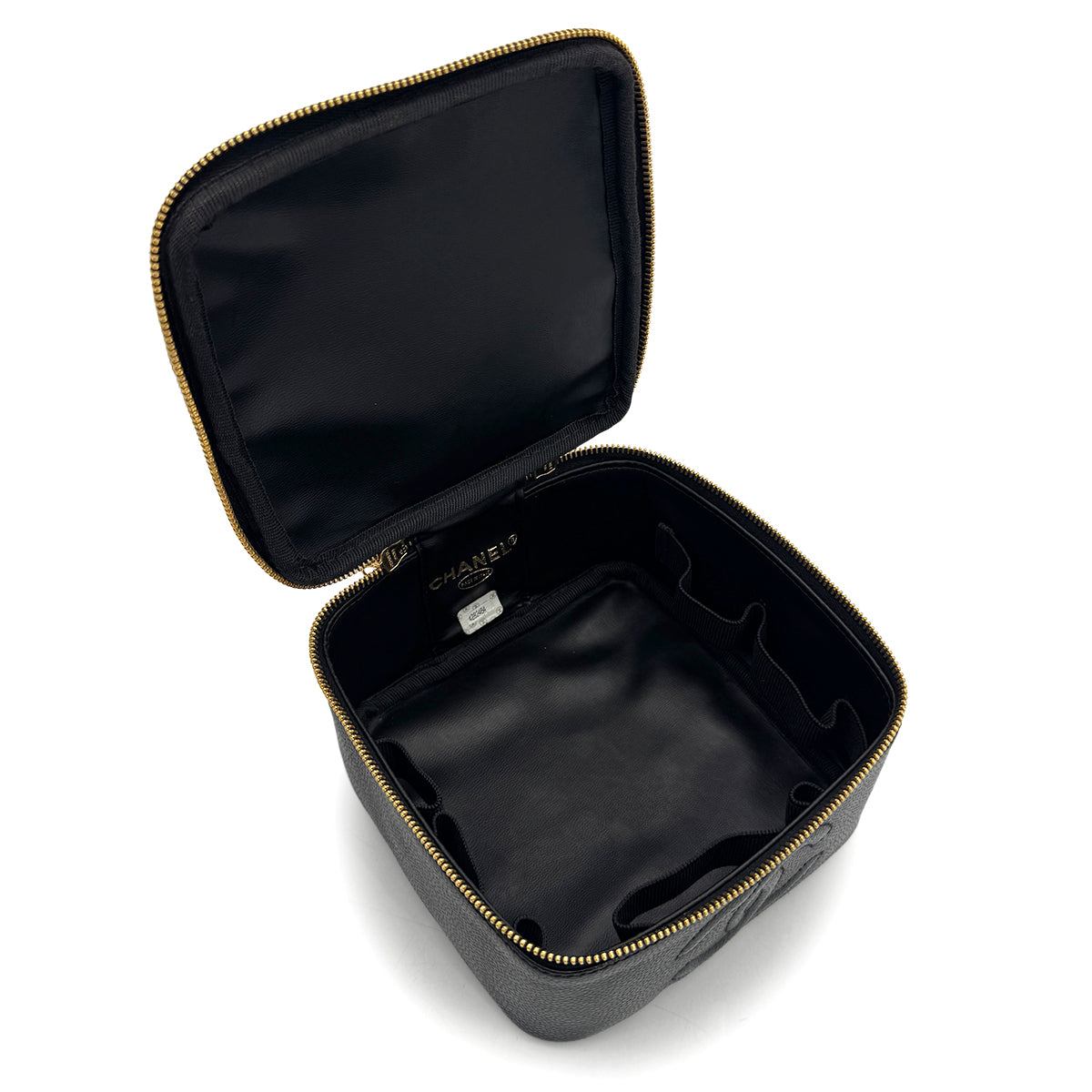 CHANEL VINTAGE VANITY HAND BAG BLACK CAVIAR SKIN 90310327 - PURPOSE