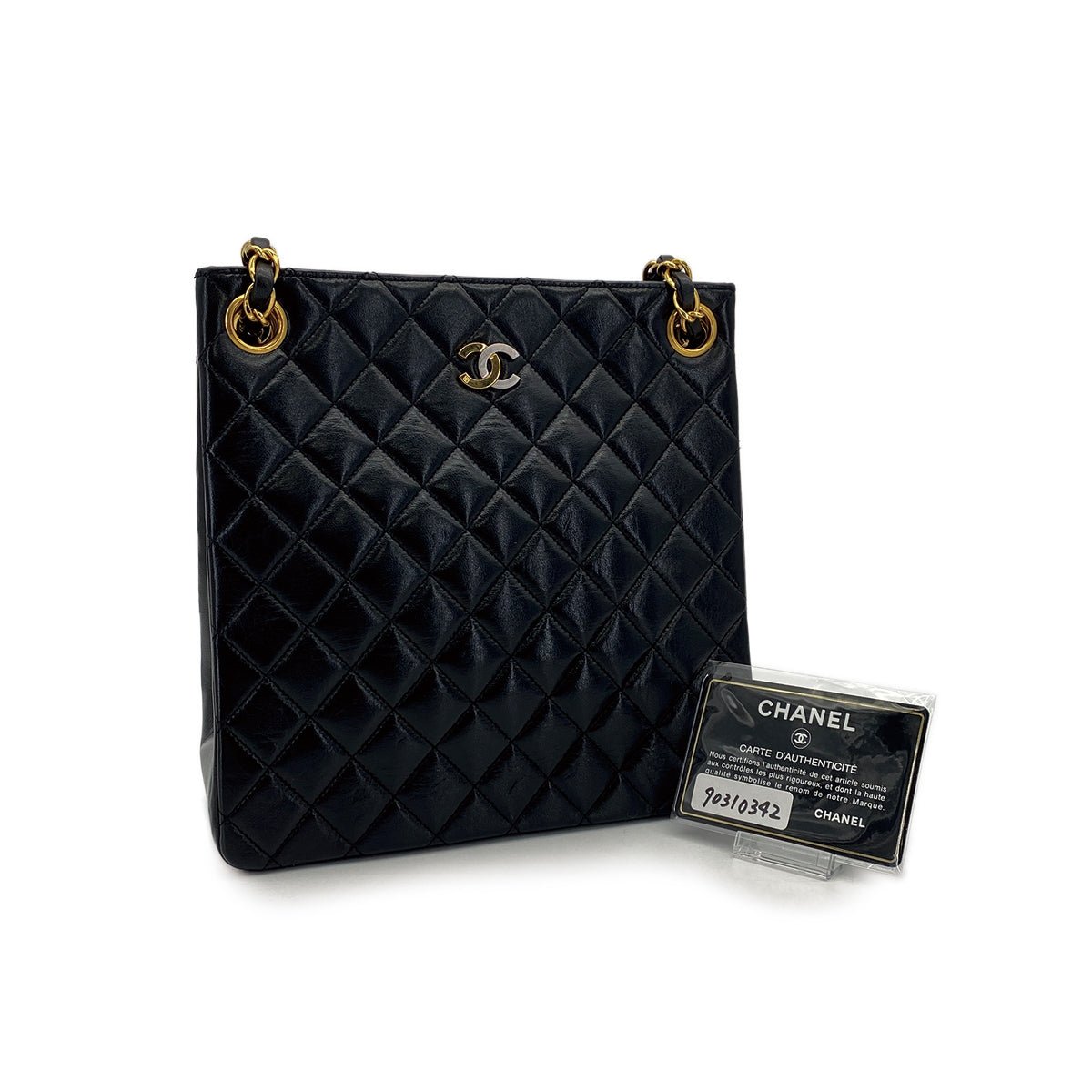 VINTAGE CHANEL PARIS LIMITED EDITION MATELASSE CHAIN SHOULDER BAG BLACK LAMB SKIN GOLD HARDWARE 90310342 - PURPOSE