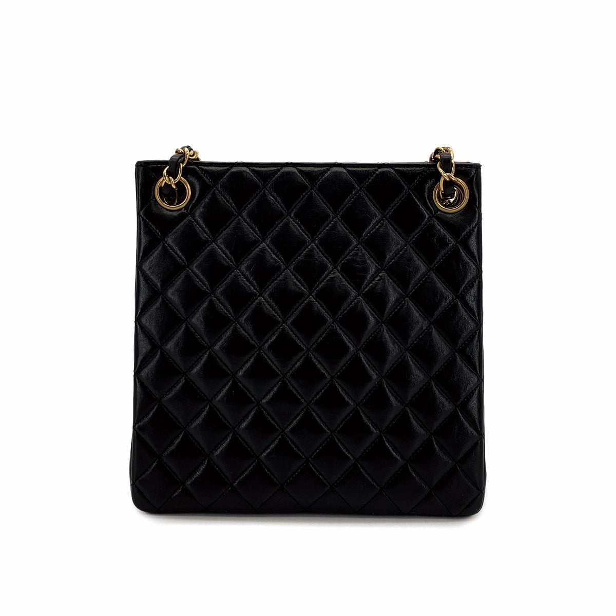 VINTAGE CHANEL PARIS LIMITED EDITION MATELASSE CHAIN SHOULDER BAG BLACK LAMB SKIN GOLD HARDWARE 90310342 - PURPOSE