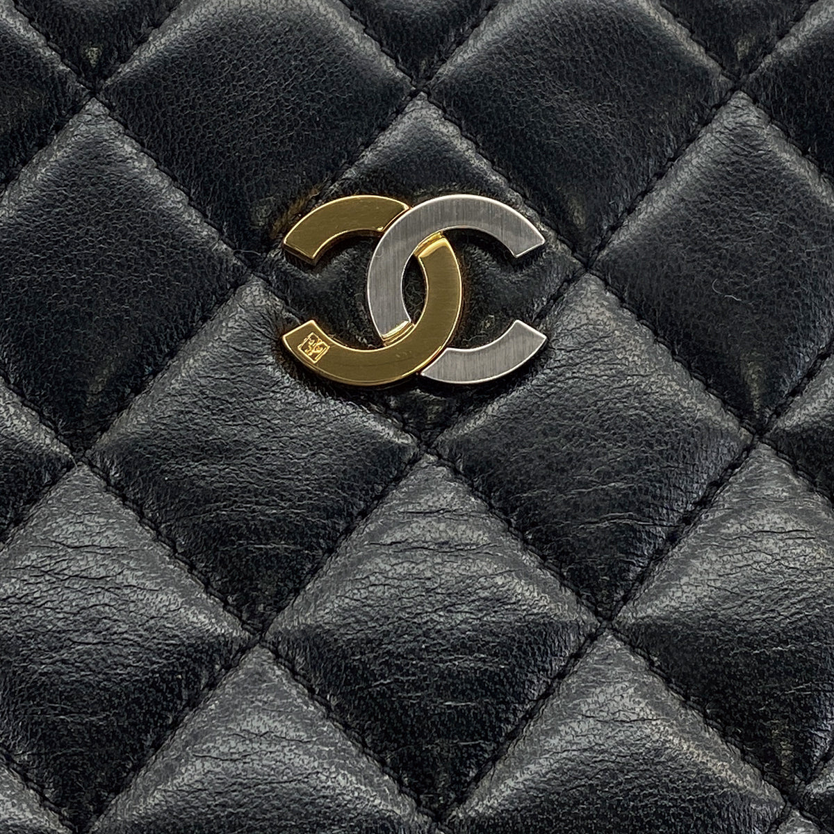 VINTAGE CHANEL PARIS LIMITED EDITION MATELASSE CHAIN SHOULDER BAG BLACK LAMB SKIN GOLD HARDWARE 90310342 - PURPOSE