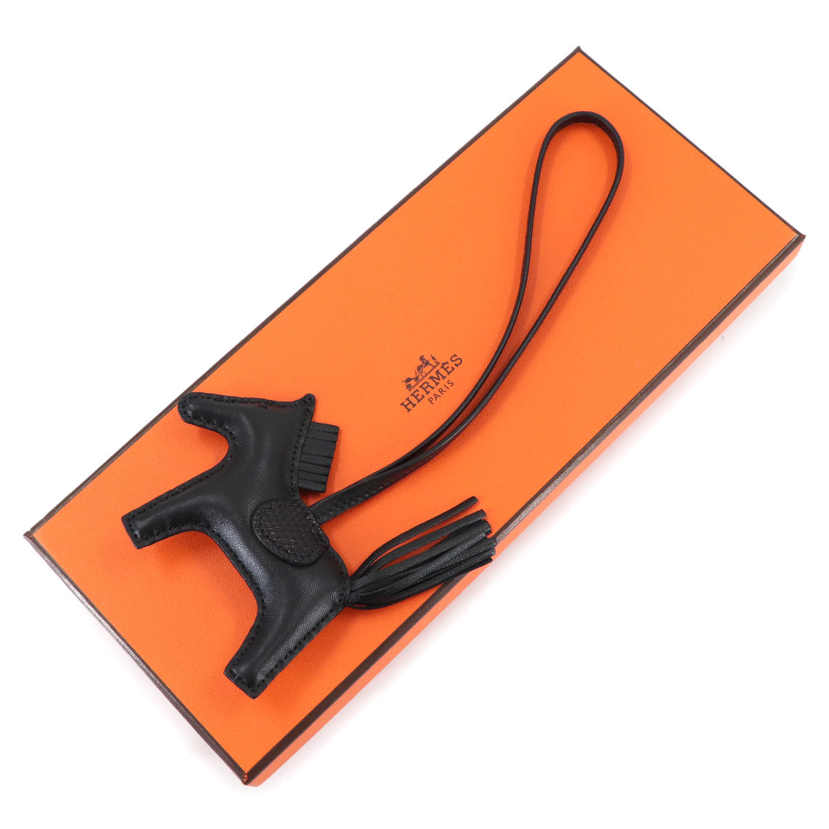 HERMES Rodeo PM Touch Bag Charm, Anneu Milo Lizard, So Black, Z Stamp, Rodeo PM Touch, Hermès 90313081