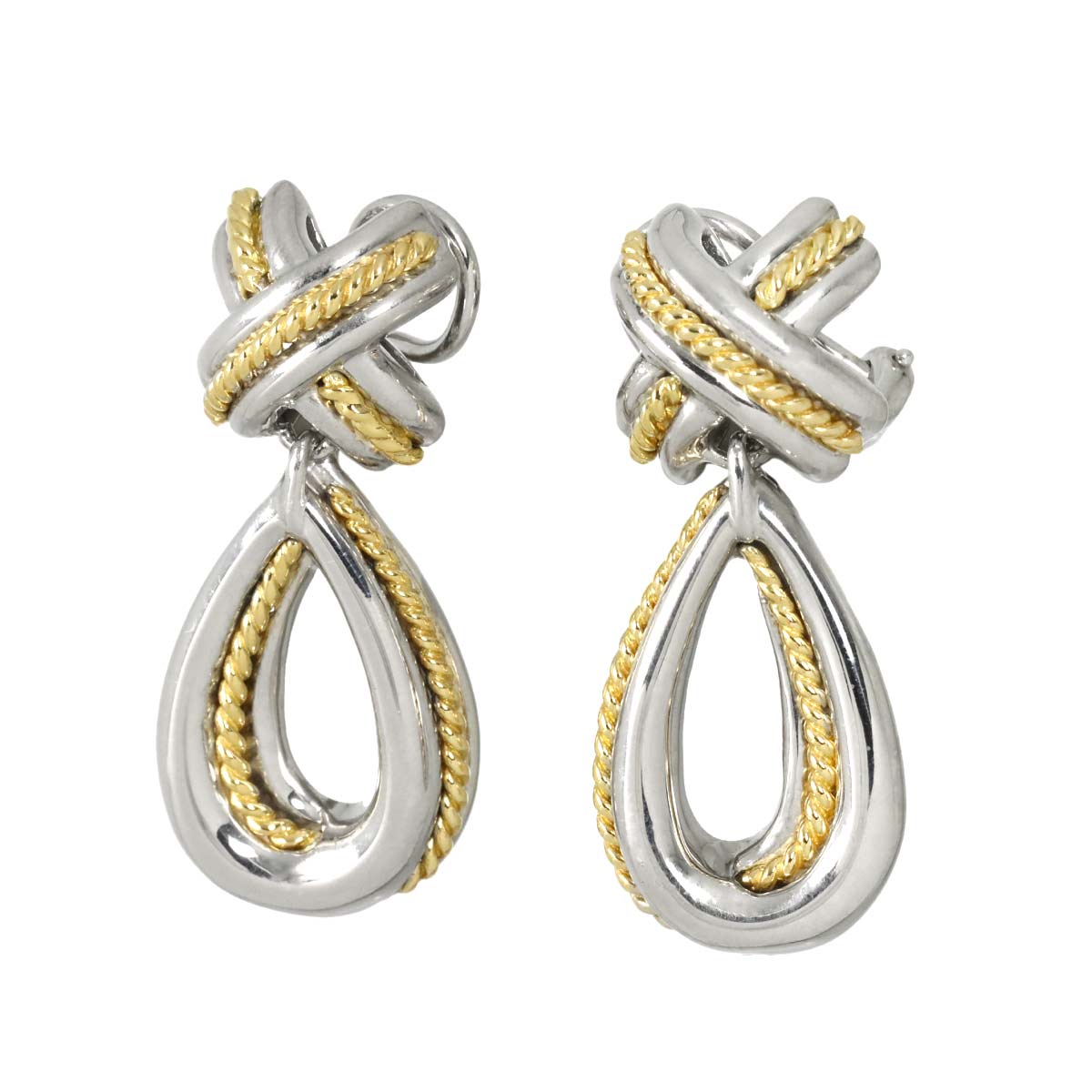 TIFFANY&CO. Signature Earrings, SV (Silver), K18 (YG) Yellow Gold 925 750, Clip-on Earrings, Tiffany & Co. 90313618