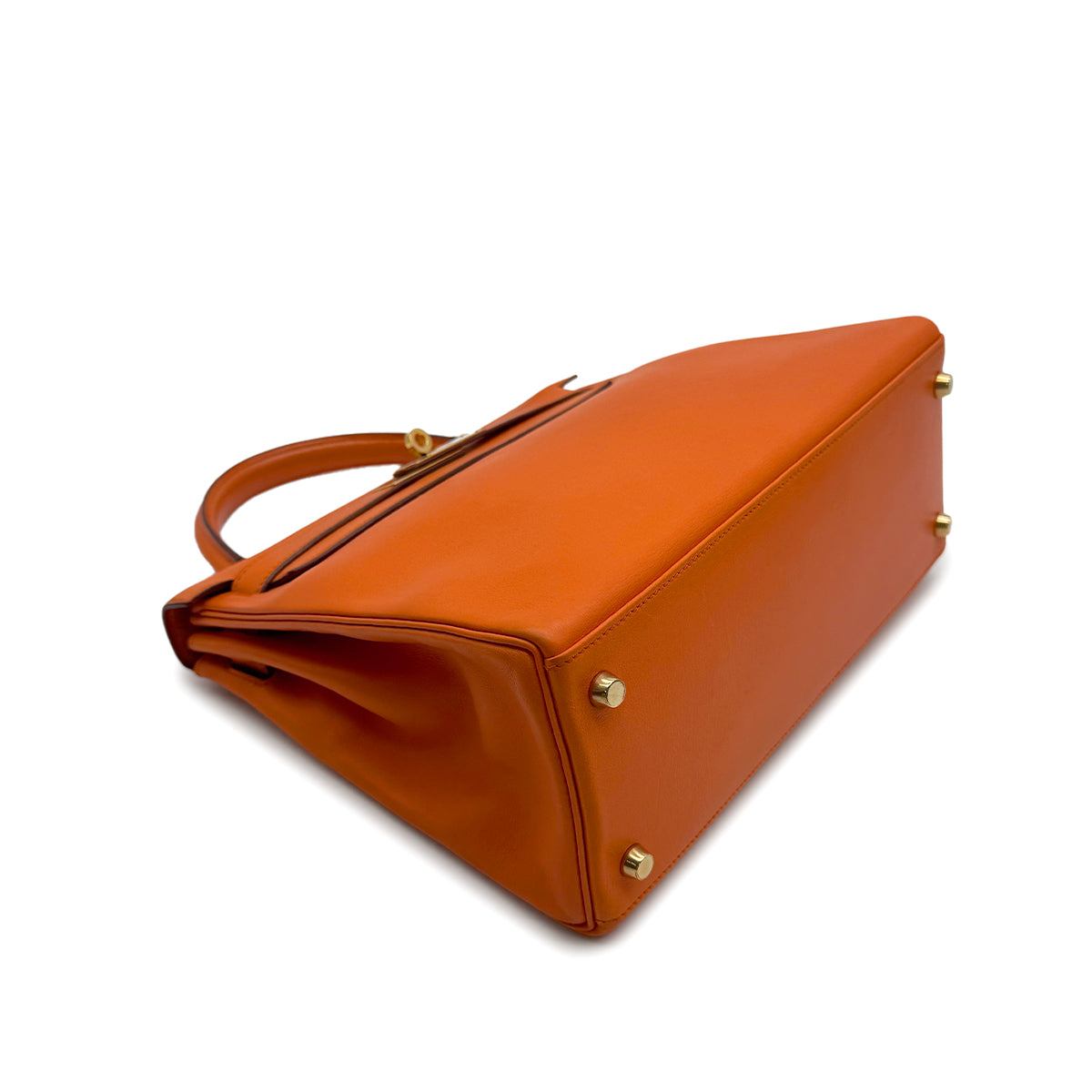 HERMES KELLY 28 RETORNE ORANGE VEAU GULLIVER HAND SHOULDER BAG 1993 CIRCLE W GOLD HARDWARE 90315621