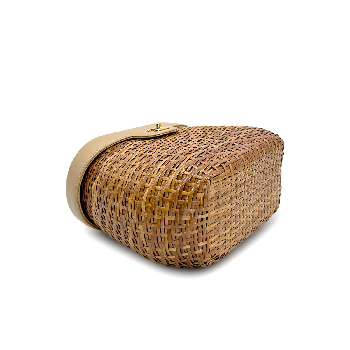 VINTAGE CHANEL COCOMARK TURN LOCK BASKET CHAIN SHOULDER BAG BEIGE RATTAN LAMB SKIN GOLD HARDWARE 90321145