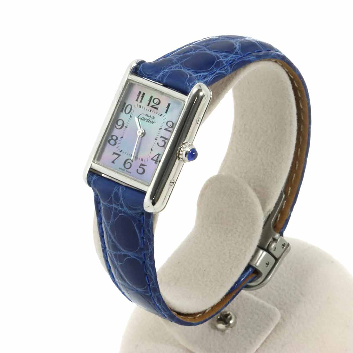 Cartier Must Tank MM W1015655 Women's Watch, Blue Shell, SV925, Quartz, Must Tank MM, Cartier 90323741