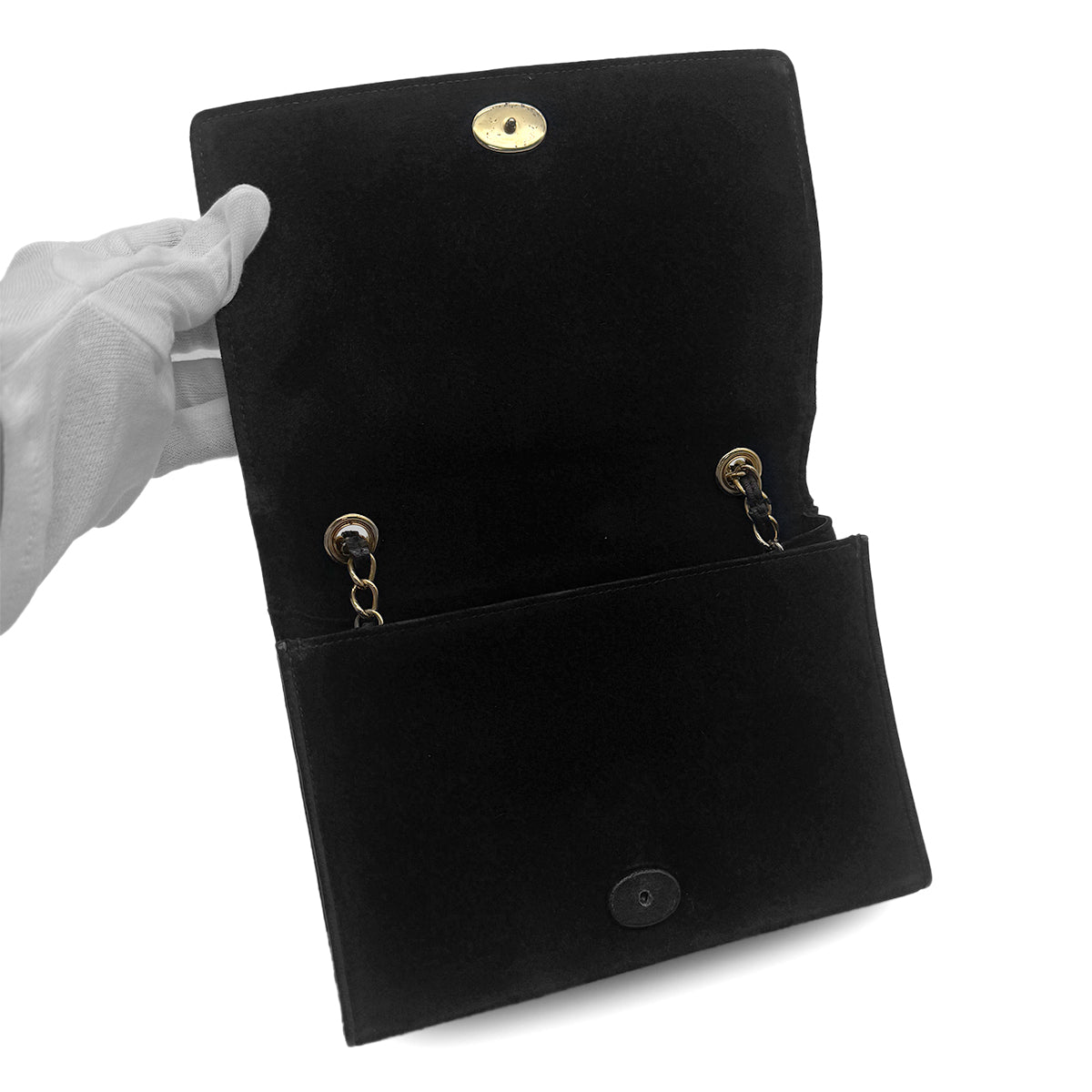 VINTAGE CHANEL MATELASSE CHAIN SHOULDER BAG BALCK SUEDE GOLD HARDWARE 90324286