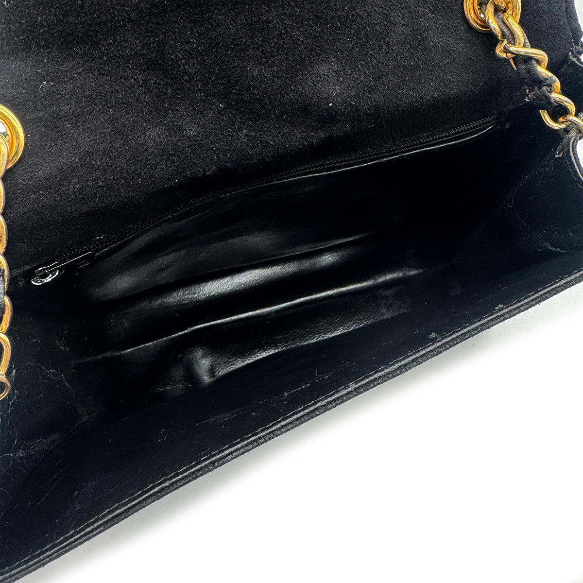 VINTAGE CHANEL MATELASSE CHAIN SHOULDER BAG BALCK SUEDE GOLD HARDWARE 90324286