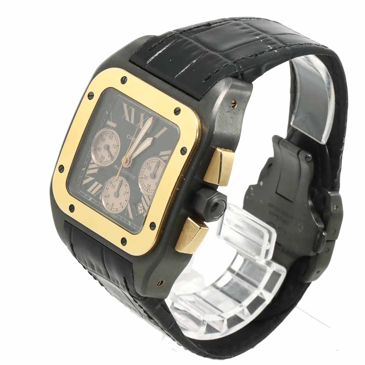 Cartier Santos 100 Chronograph XL Two-Tone W2020004 Men's Watch Black K18PG Automatic Self-Winding Watch Santos 100 Cartier 90324730