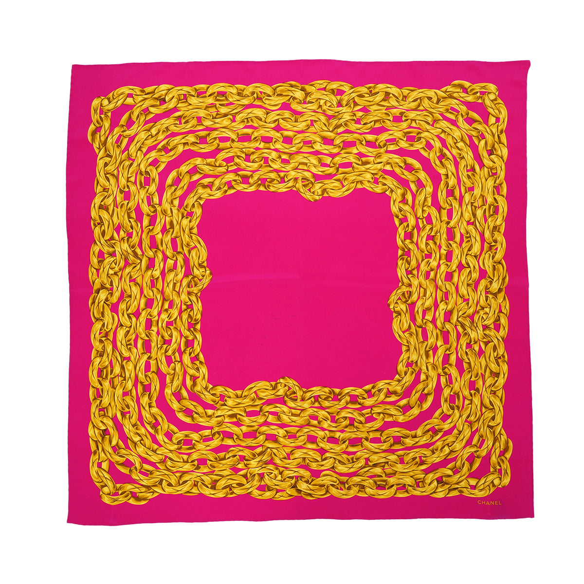 VINTAGE CHANEL CHAIN PATTERN SCARF PINK SILK 90324778