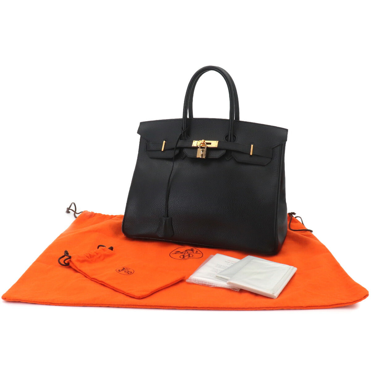 HERMES Birkin 35 Ardennes Black Handbag □C Stamp Gold Hardware Birkin Hermes 90328389