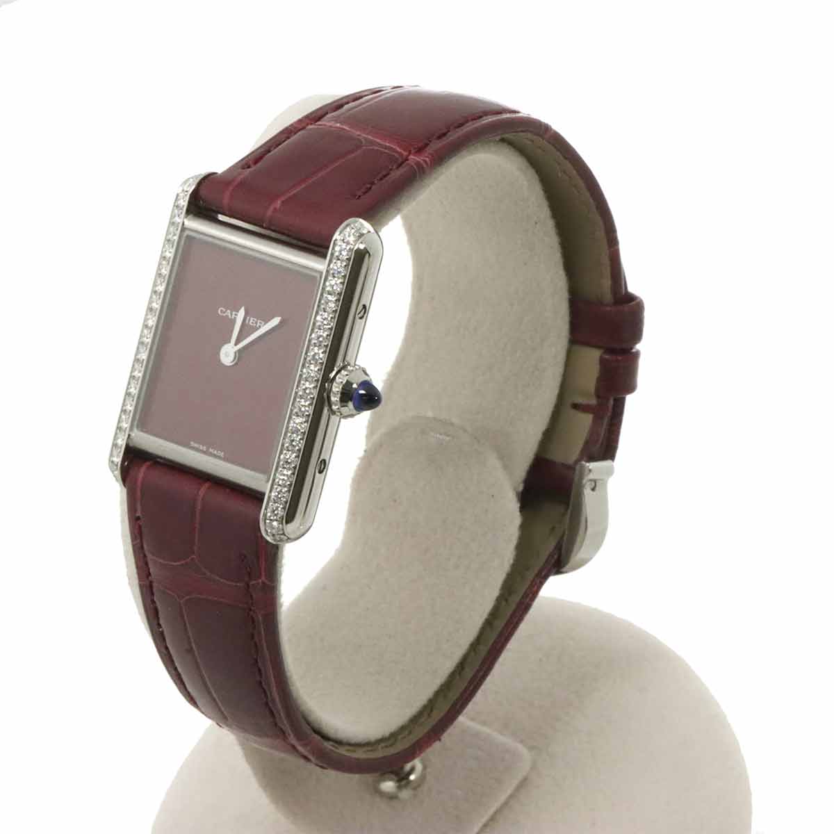 Cartier Tank Must W4TA0022 Women's Watch, Diamond Bezel, Bordeaux, Quartz Watch, Tank Must, Cartier 90335868
