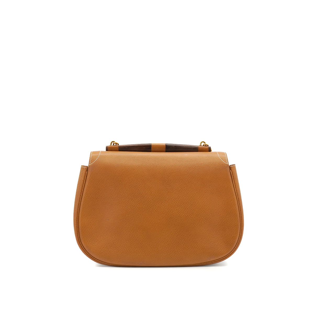 HERMES NATURAL COUCHEVEL WOOD SHOULDER BAG 1981 CIRCLE K GOLD HARDWARE 90341433