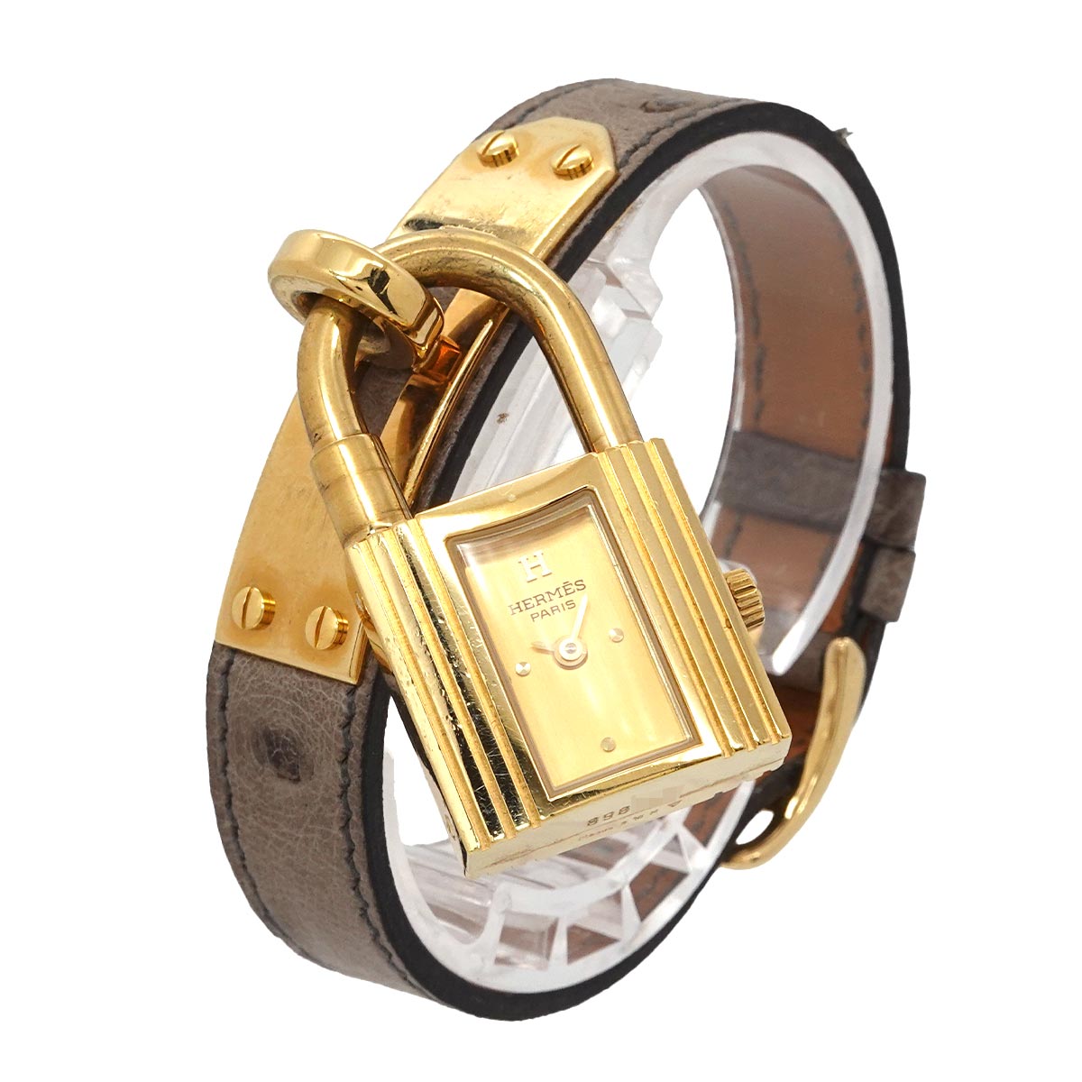 HERMES Kelly Watch Vintage Women's Watch Gold Brown Quartz Watch with Padlock Kelly Watch Hermes 90343396