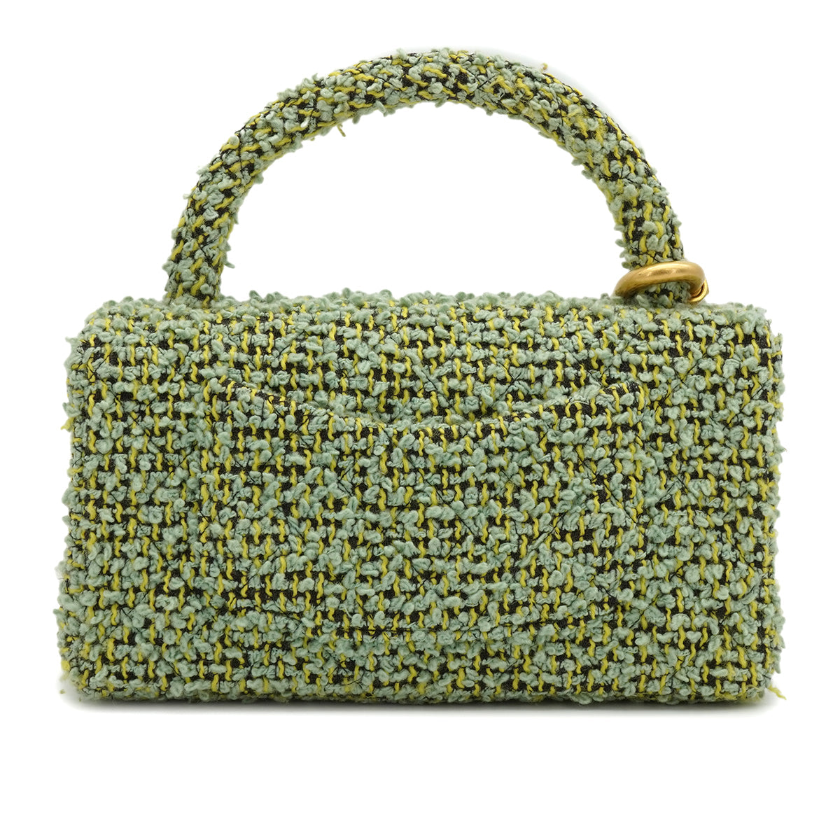 VINTAGE CHANEL COCOMARK PARENT-CHILD HAND BAG GREEN TWEED GOLD HARDWARE 90344362