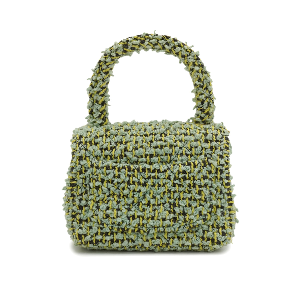 VINTAGE CHANEL COCOMARK PARENT-CHILD HAND BAG GREEN TWEED GOLD HARDWARE 90344362