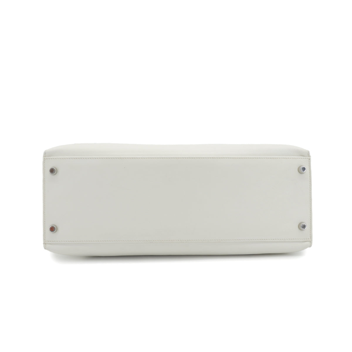 HERMES KELLY FLAT 35 WHITE VEAU SWIFT HAND SHOULDER BAG 2007 SQUARE K STAMP PALLADIUM HARDWARE 90345061