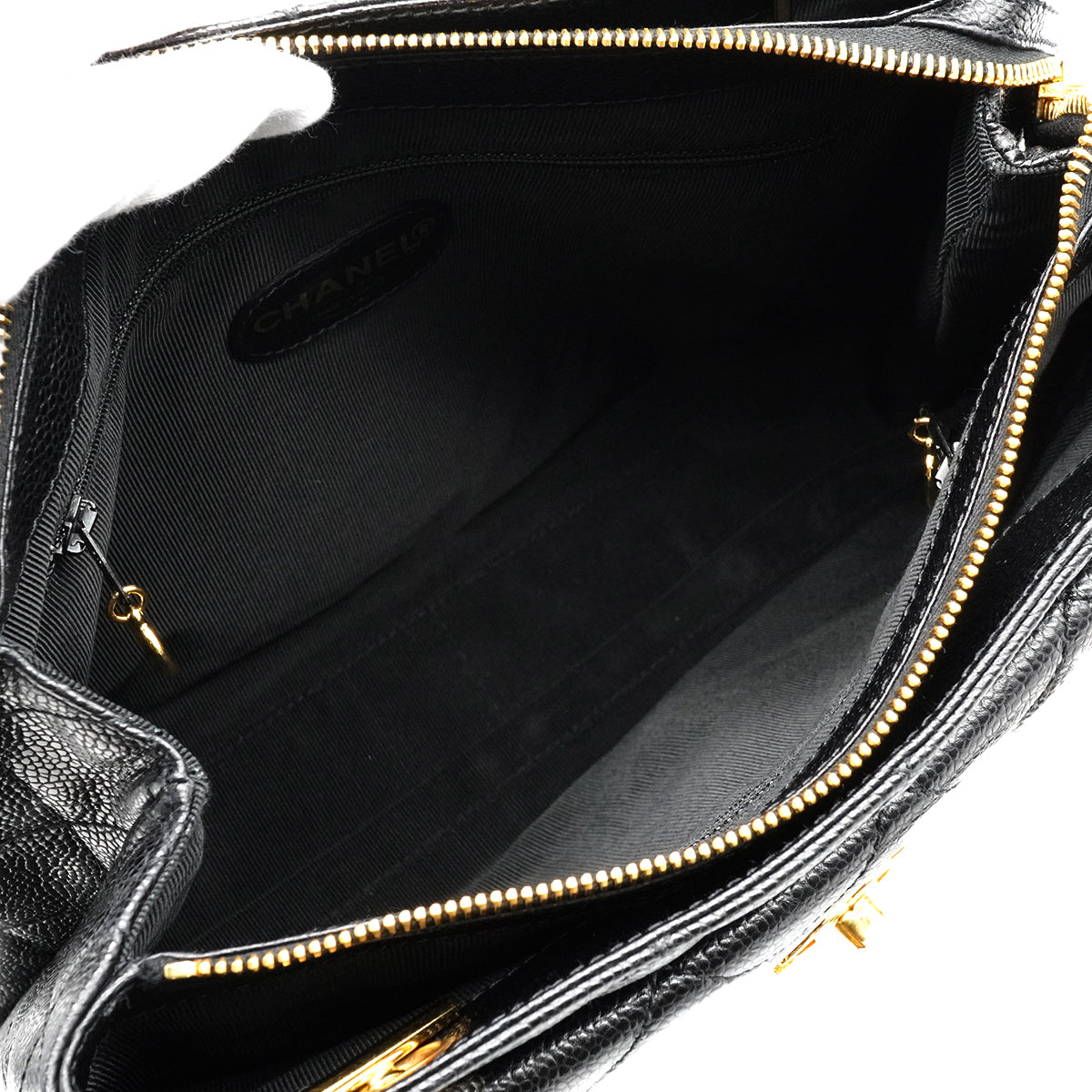 INTAGE CHANEL MATELASSE SHOULDER BAG BLACK CAVIAR SKIN SILVER HARDWARE 90346115